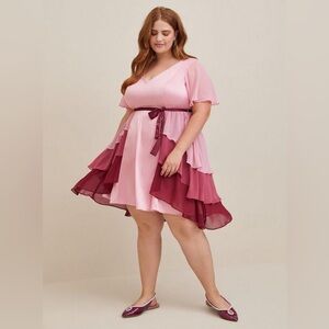 Torrid Harry Potter Yule Ball Dress Elegant Pink and Red Layered Dress Sz 1X